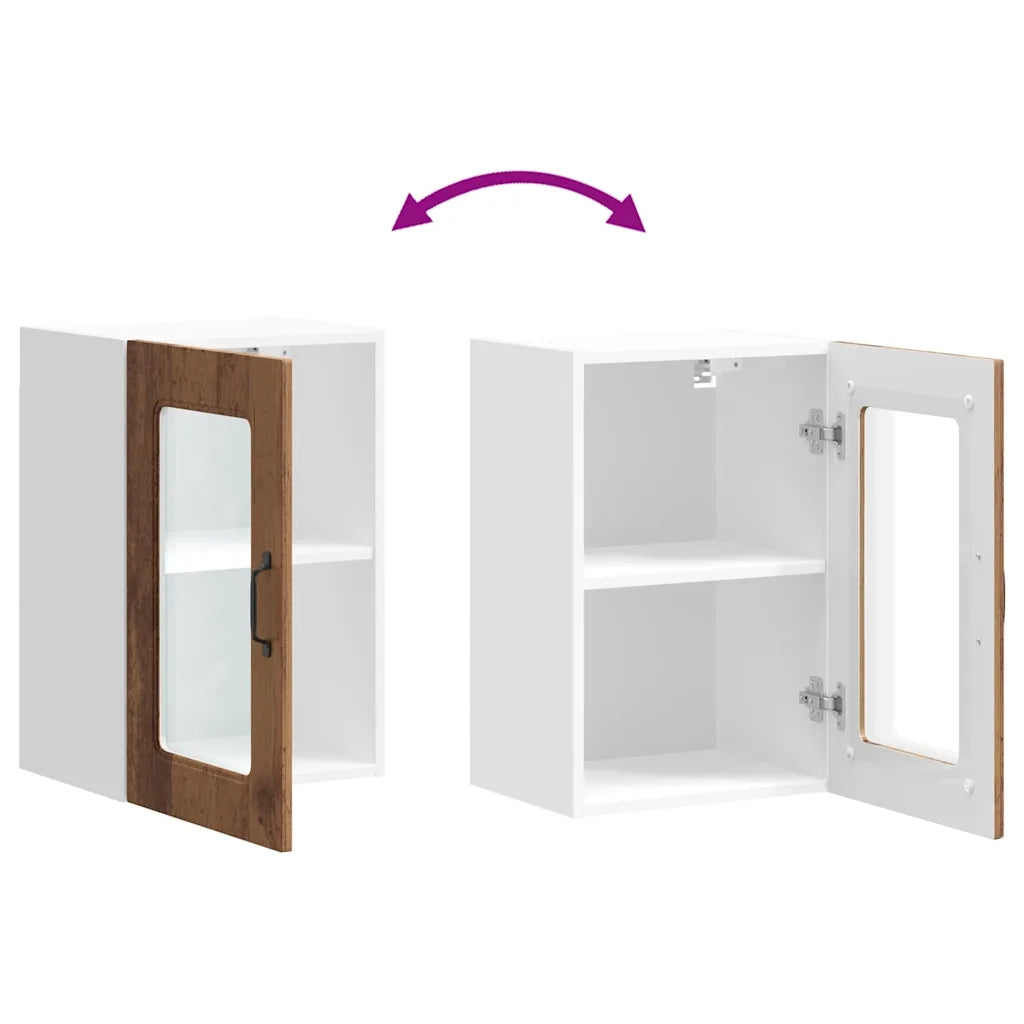 Pensile da Cucina con Porta in Vetro Kalmar Legno Vecchio