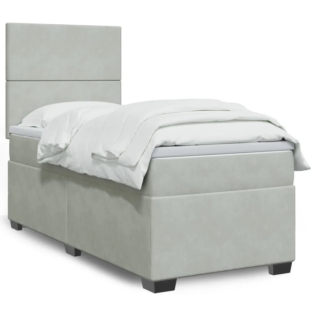 Giroletto a Molle con Materasso Grigio Chiaro 90x200 cm Velluto 3290804