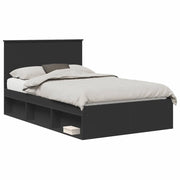Letto matrimoniale | Letto per adulti | Struttura del letto Nero 120 x 190 cm Pino massello