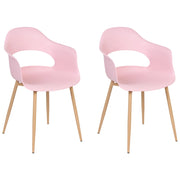 Set di 2 sedie da pranzo in materiale sintetico rosa gambe eleganti decorative stile contemporaneo