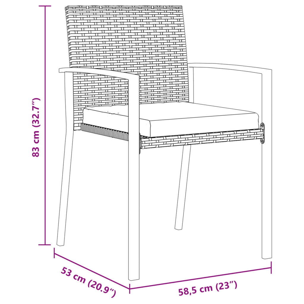 Set da pranzo da giardino 5 pezzi Nero Polyrattan