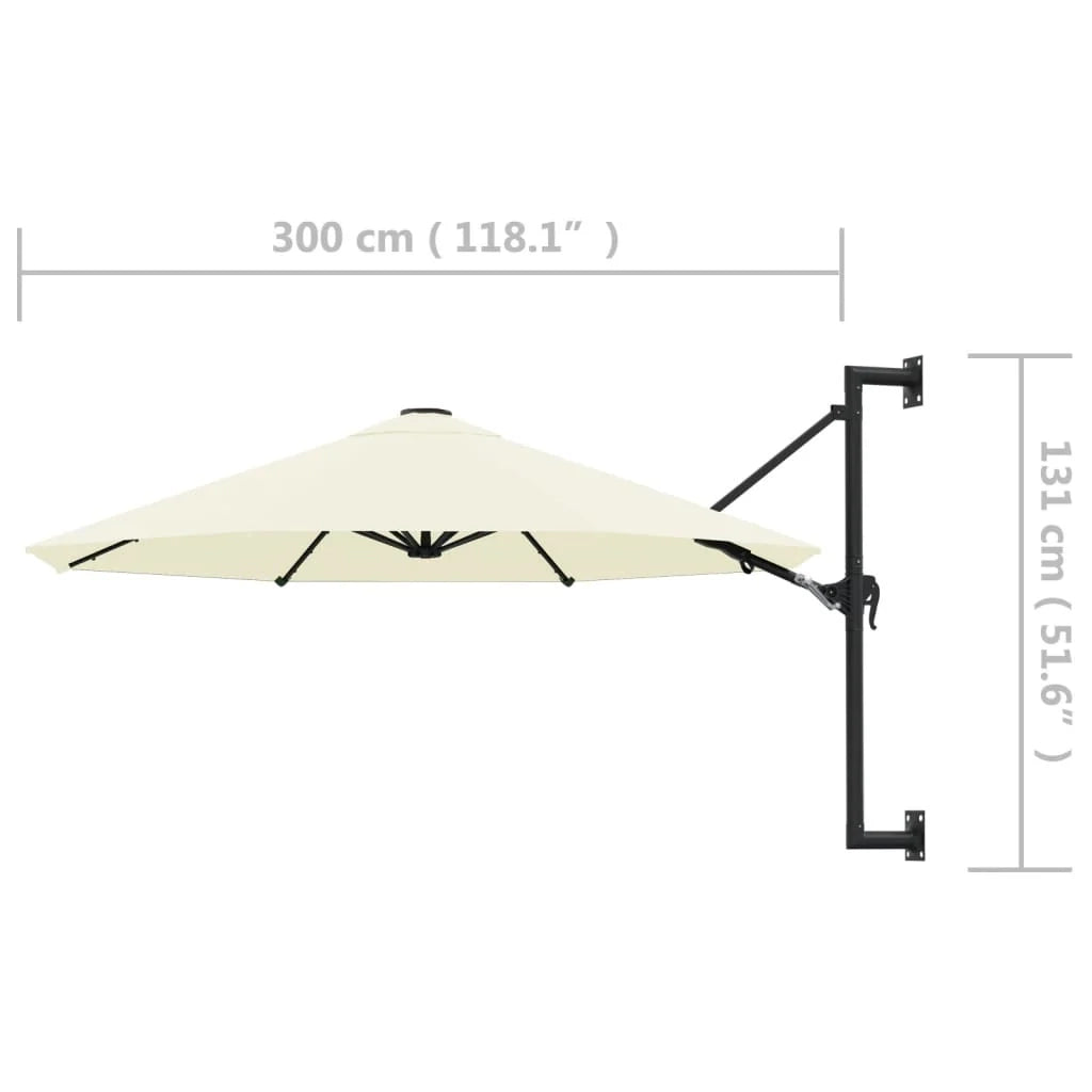 Ombrellone da parete con palo in metallo 300 cm colore sabbia 02_0008687