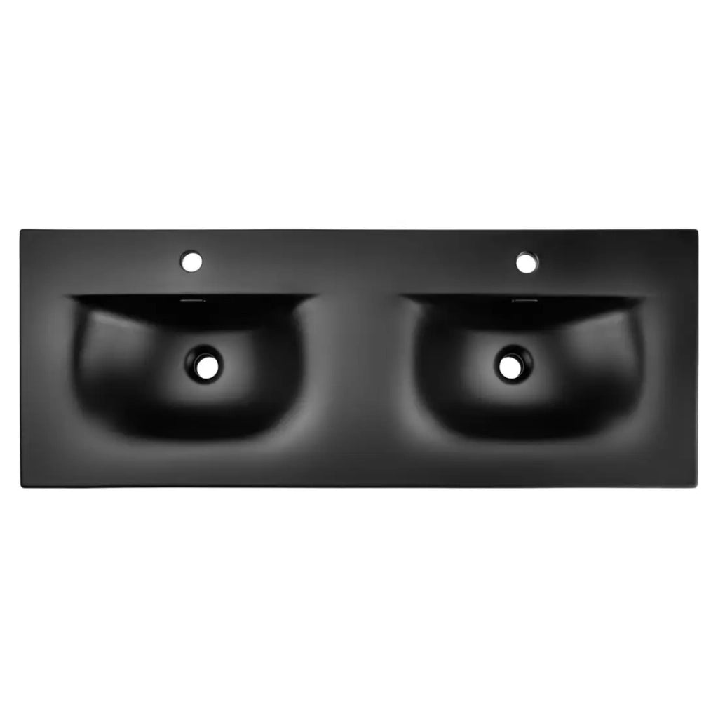 Lavabo da incasso VELOA 120 cm doppio lavabo in ceramica nero opaco design