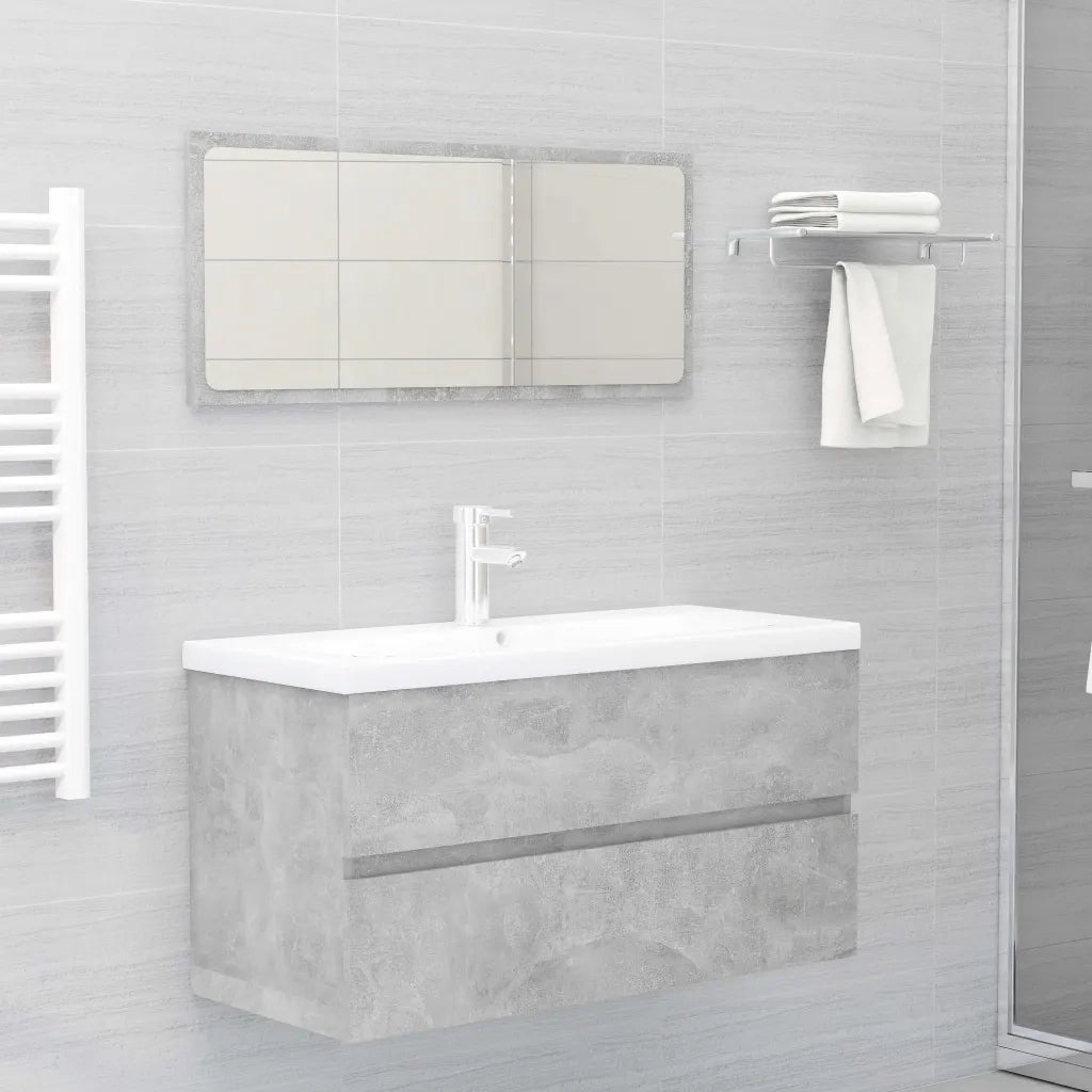 Mobile Lavabo Grigio Cemento 90x38,5x45 cm in Legno Multistrato 804759