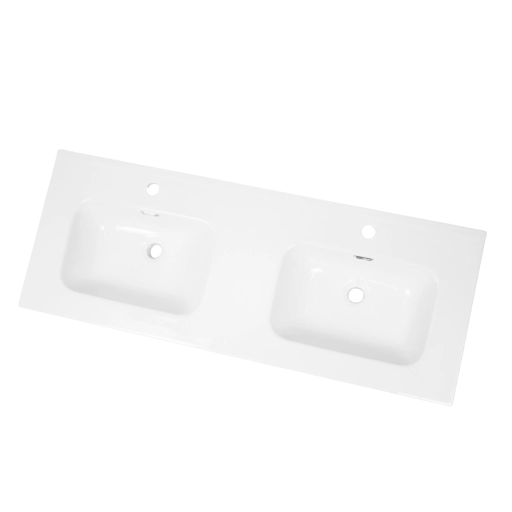 Lavabo ad incasso in ceramica bianco lucido per mobili bagno *** misure 121x46 cm, confezione 1