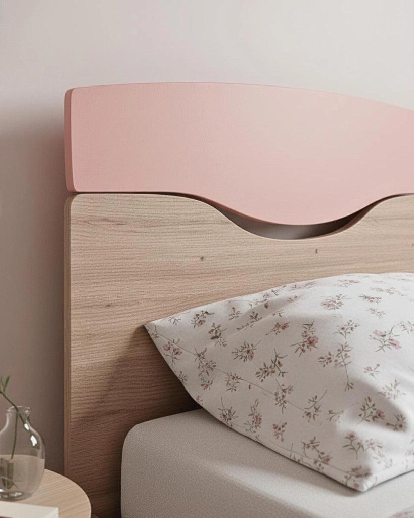 Letto Smile con fascioni e pediera - Letto singolo 87 x 197 - Struttura Virginia e rosa - Rete e materasso esclusi_