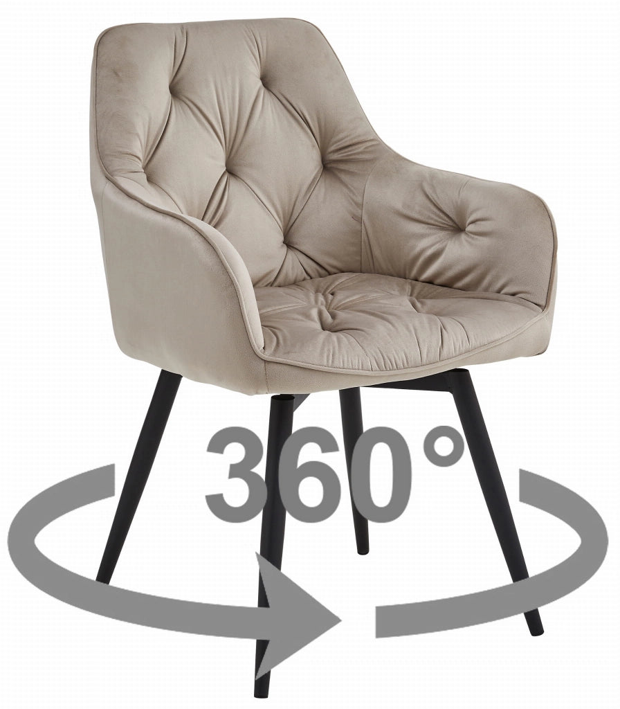 Sedia VALORA JORK - Girevole in velluto beige scuro per soggiorno x 2