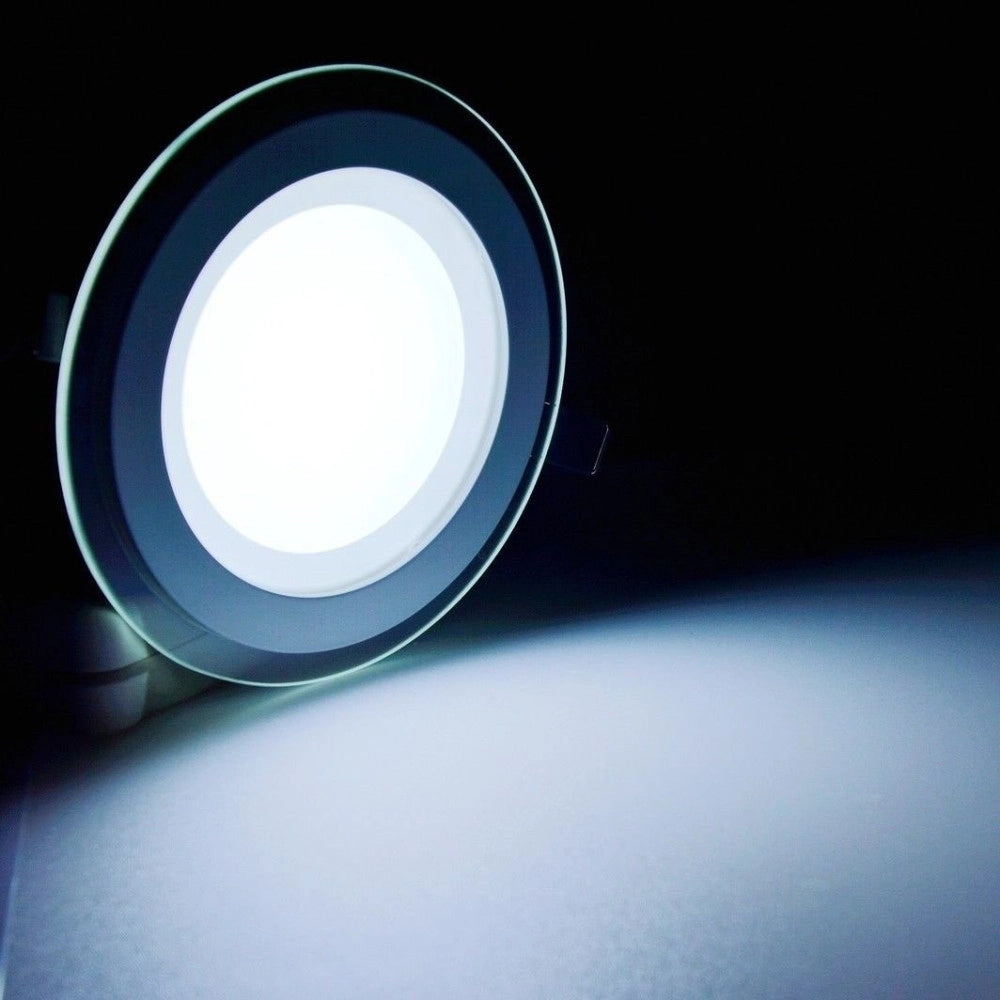 Trade Shop - Faretto Led Tondo Da Incasso Bianco In Vetro Trasparente Da 12w Luce Bianco - -bianco Freddo      -