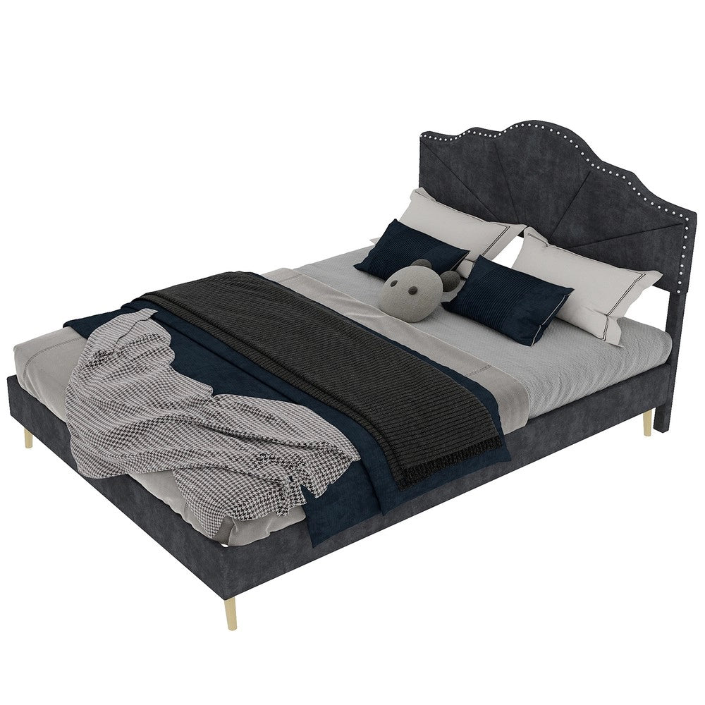 Letto imbottito con testiera ¨C Minimal ¨C Grigio 140x200cm