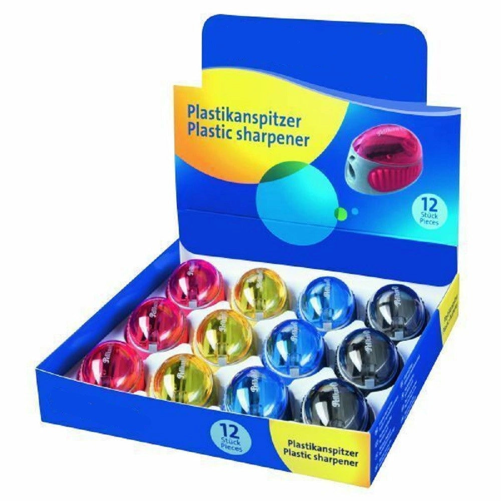 Trade Shop - Confezione 12 Pezzi Temperamatite Coccinella Colorato Tempera Matite In Plastica -