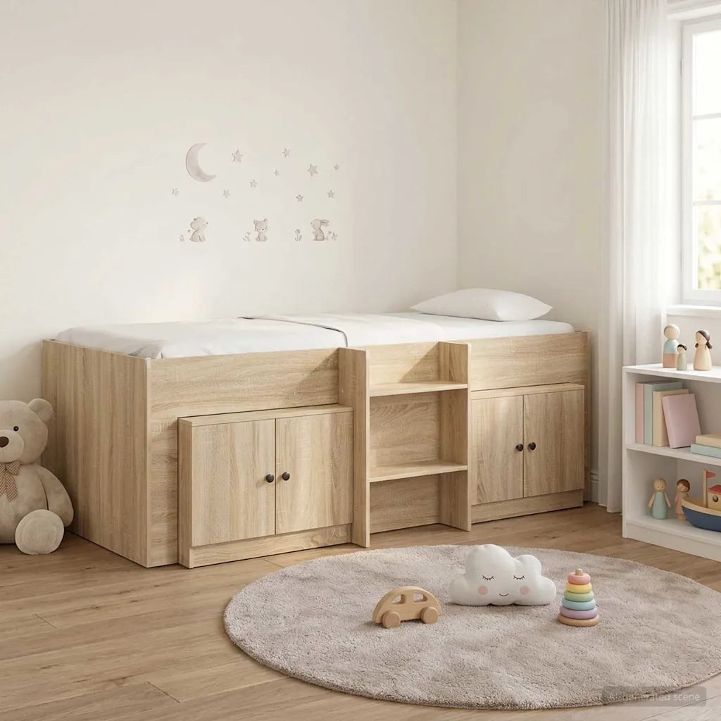 Struttura Letto Loft con Armadietto 3 pz Rovere Sonoma 3423376