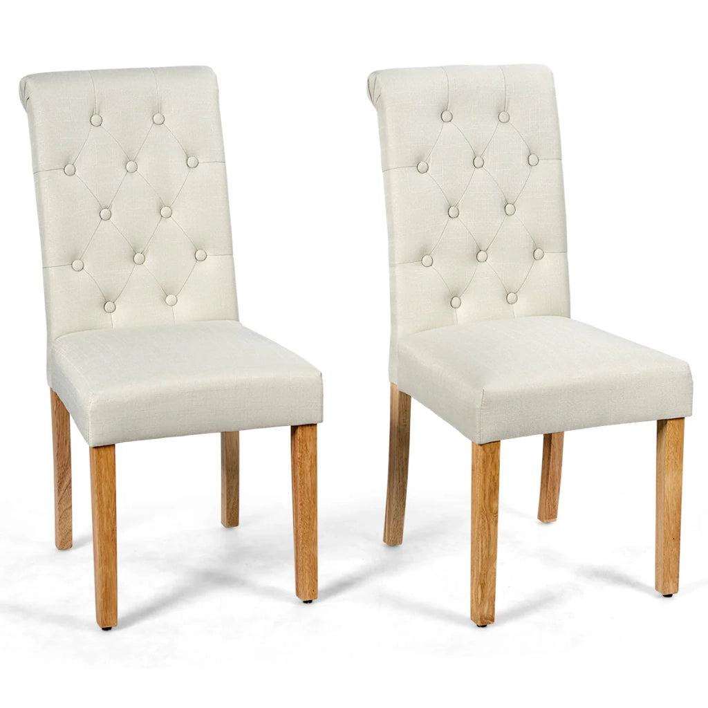 Set di 2 sedie da pranzo 43 x 61 x 100 cm comode ed eleganti in lino beige 20_0011783