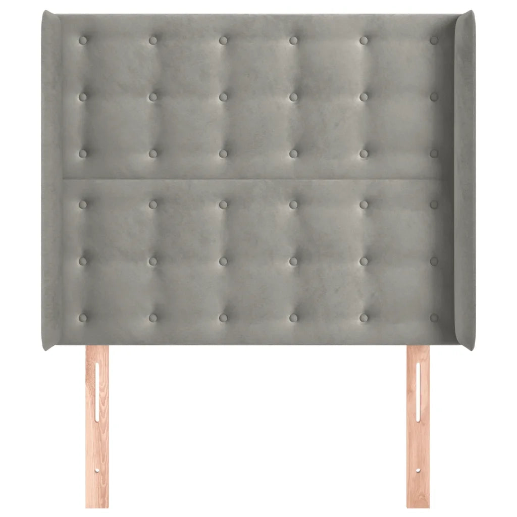 Testiera | Testata ad Orecchio Grigio Chiaro 83x16x118/128 cm in Velluto