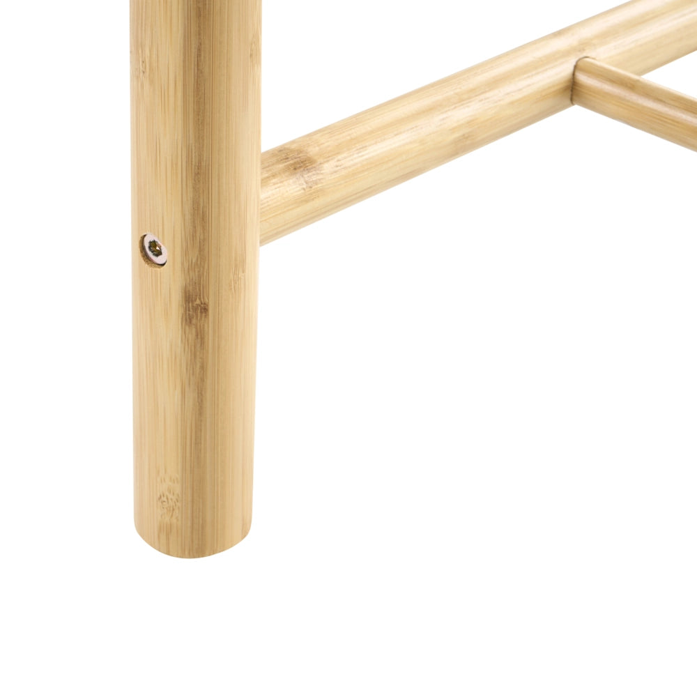 Set di 2 sgabelli in legno di bambù marrone chiaro con seduta intrecciata in rattan PE, stile boho, per cucina e sala da pranzo