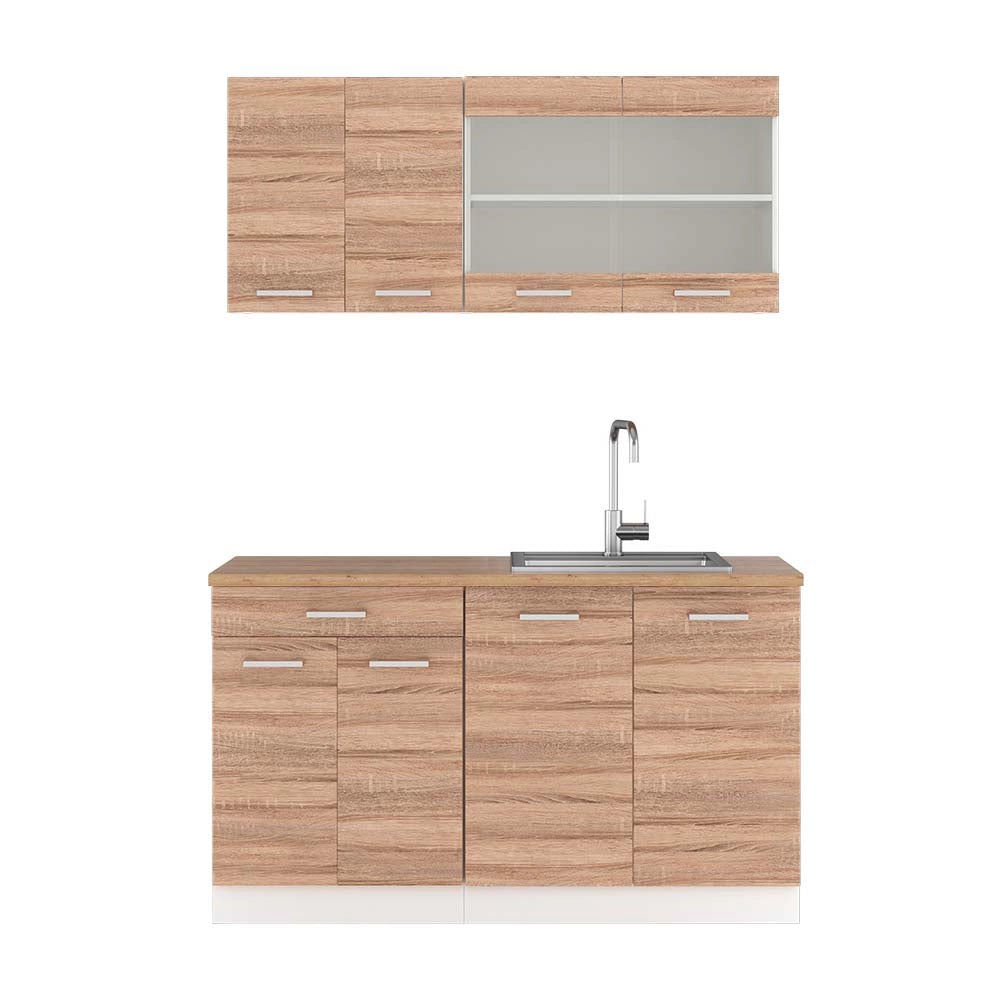Vicco Cucina monoblocco Sonoma/Bianco 140 cm , PL Rovere