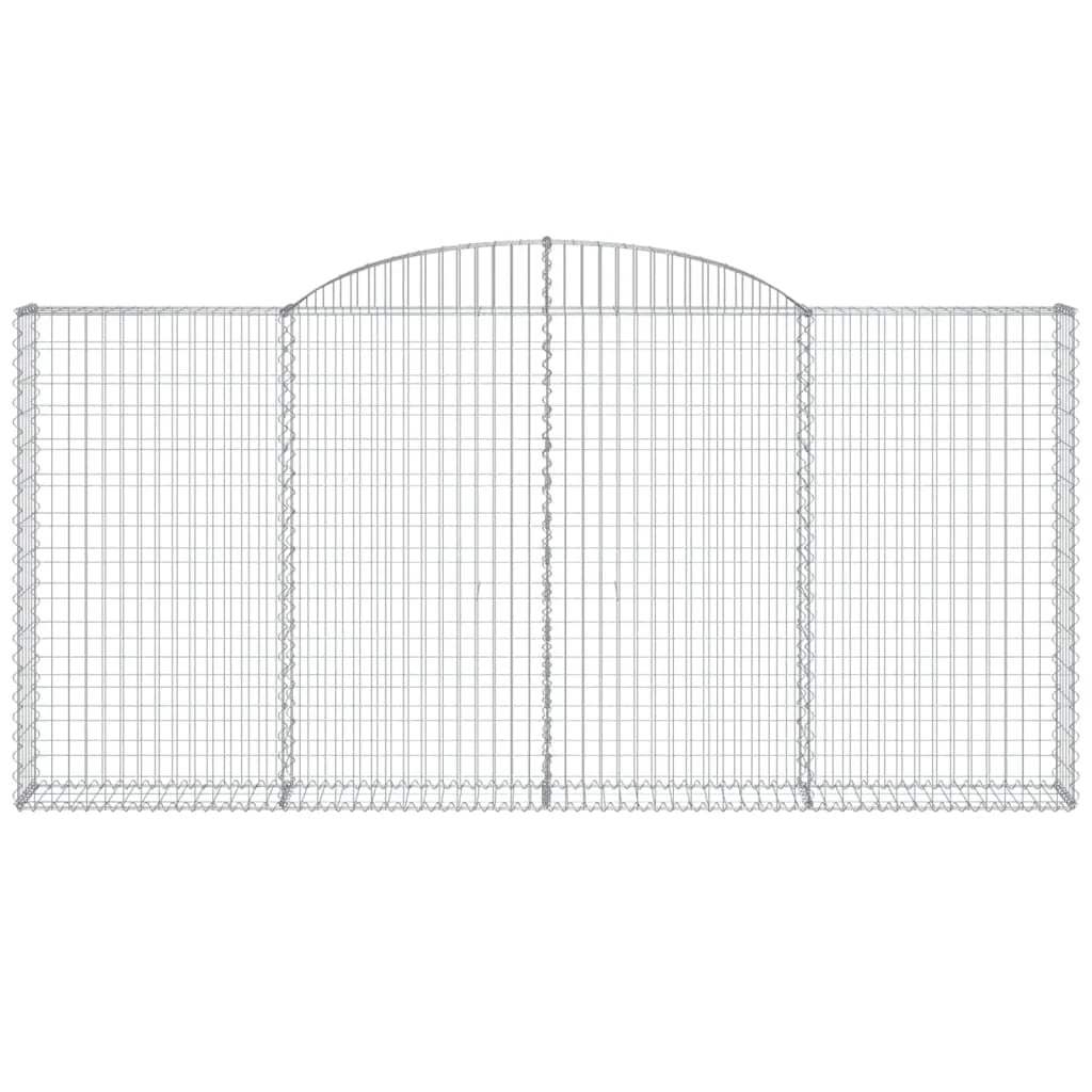 Gabbioni per recinzione gabbie muri di contenimento ad arco 10 pezzi 300 x 30 x 140/160 cm ferro zincato argento 02_0040256