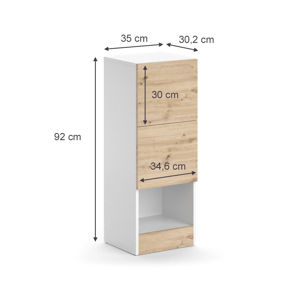 Vicco Mobiletto bagno Bianco 35 x 92 cm con 2 cassetti