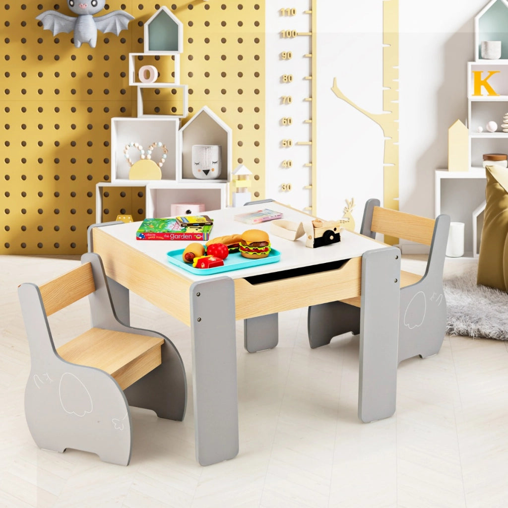 Set di tavolo e sedie per bambini e scaffale per bambini, Set di mobili 3 PCS e libreria perfetta per la stanza dei giochi