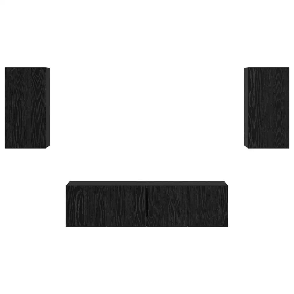 Set mobile TV Montaggio a parete Rovere Nero Legno multistrato 3393463