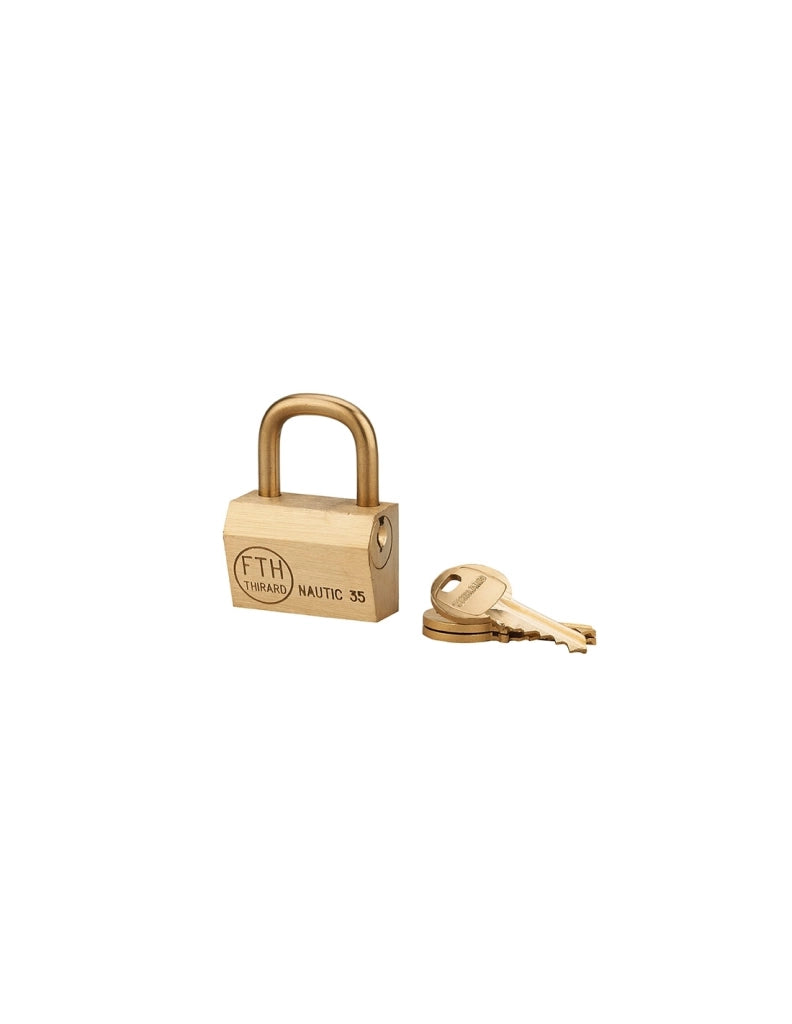 Lucchetto Ottone Nautic 35mm, 3 chiavi, anticorrosione, waterproof, uso esterno arco ottone - THIRARD