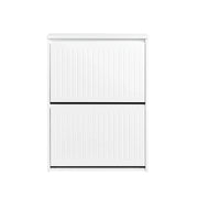 Scarpiera Con 2 Ribalte E 4 Ripiani Scarpiera Con Scomparto Aggiuntivo Portascarpe Salvaspazio Bianco 61x26x81cm FSR165-K-W