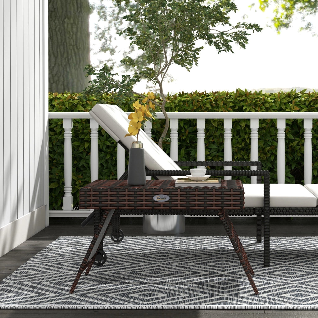 Tavolino da giardino ¨C zephmum ¨C PE rattan, marrone, 60x41x41 cm