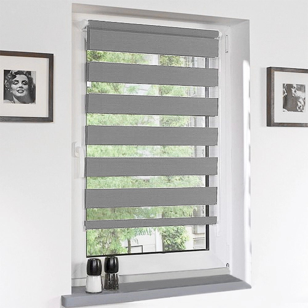 Tenda a Rullo 60x180 Cm Finestra Porta Interno Casa Ufficio Kit Montaggio Parete Telaio No Fori Grigio
