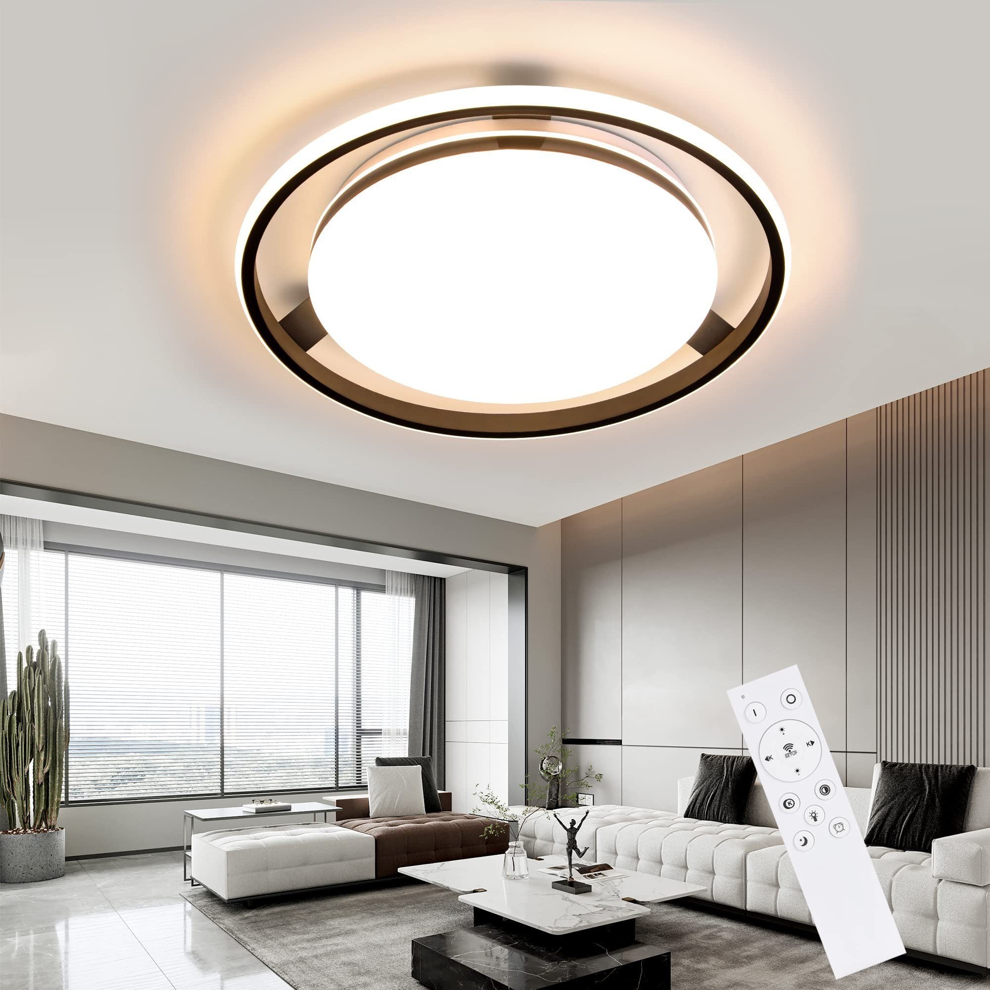 ZMH Lampada da soffitto LED design ruota rotonda dimmerabile 42W telecomando