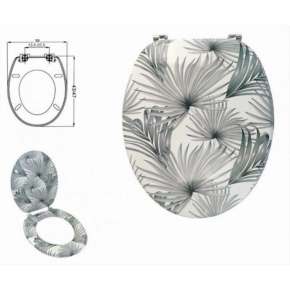 Trade Shop - Copriwater In Legno Mdf Tavoletta Da Bagno Wc Con Stampa Tropicale Cerniere 87100 -