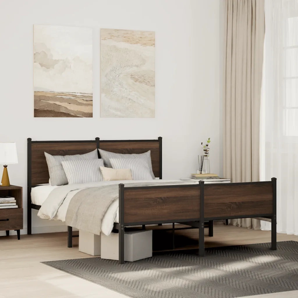 Letto matrimoniale | Letto per adulti | Giroletto senza Materasso in Metallo Rovere Marrone 140x200 cm