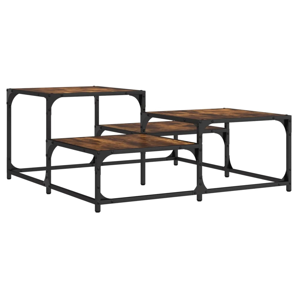 Tavolino Salotto Rovere Fumo 87,5x87,5x40 cm Legno Multistrato 837744