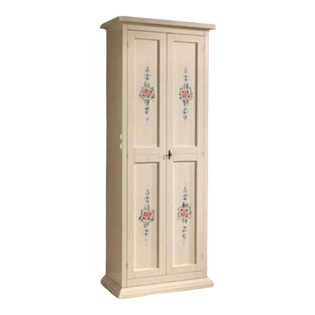 Armadietto porta scarpe legno avorio e decori 77x45x193 - Mobili 2G