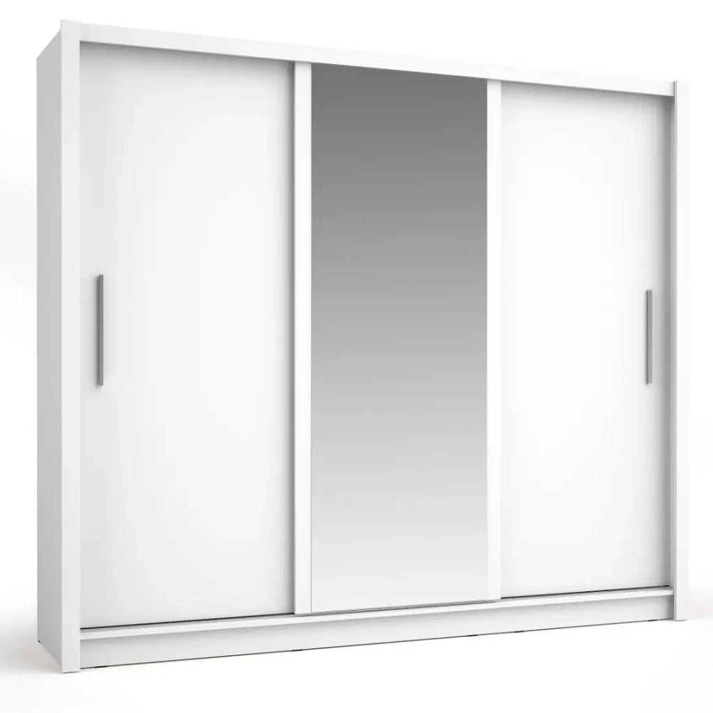 Armadio OZZULA 3 porte scorrevoli con specchio bianco 248 cm