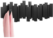 Supporto per abbigliamento con 8 ganci ripiegabili, nero, 53 cm largo.