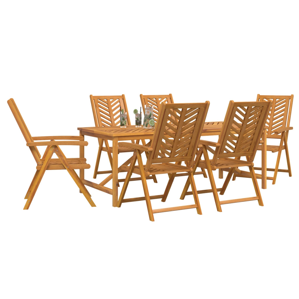 Set da Pranzo Giardino 7 Pezzi in Legno Massello di Acacia