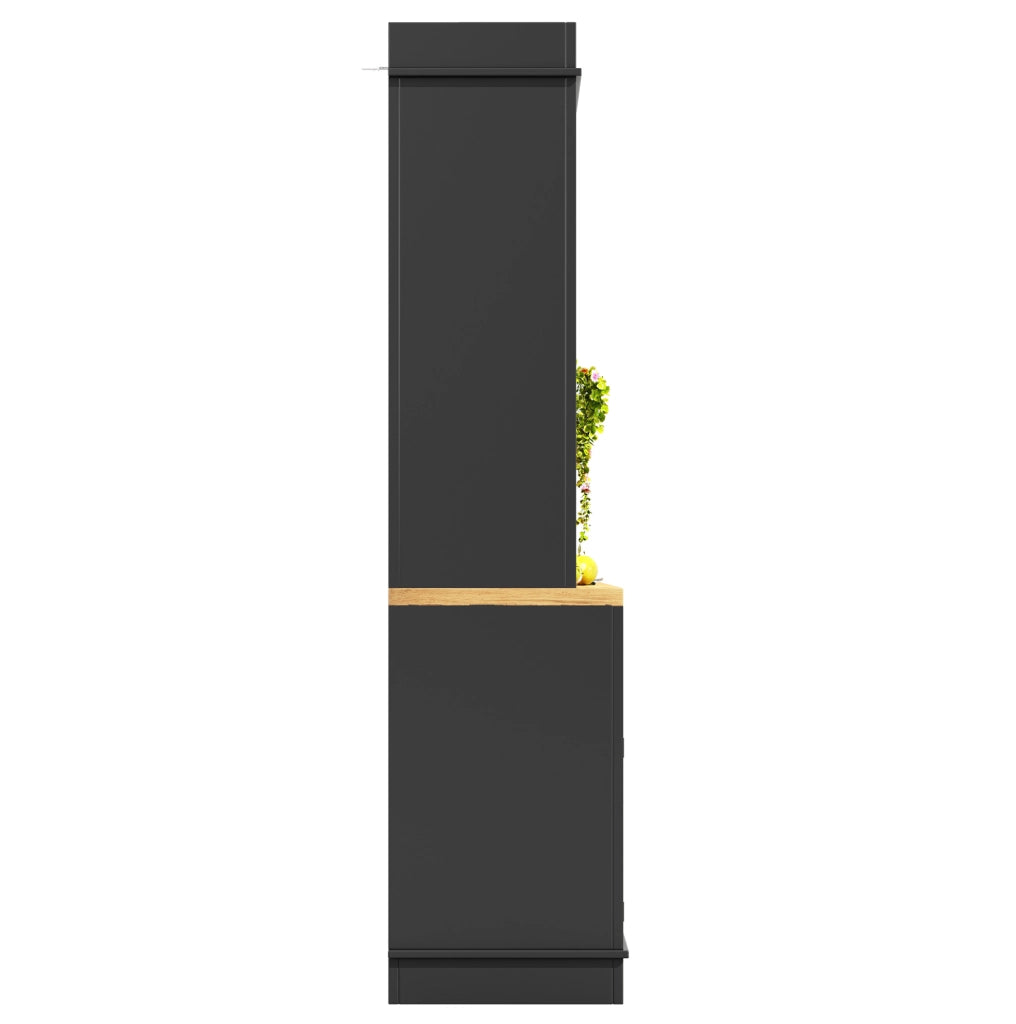ARMADIO DA CUCINA ALTO 107x43x184 cm Nero LED Set 2 unità