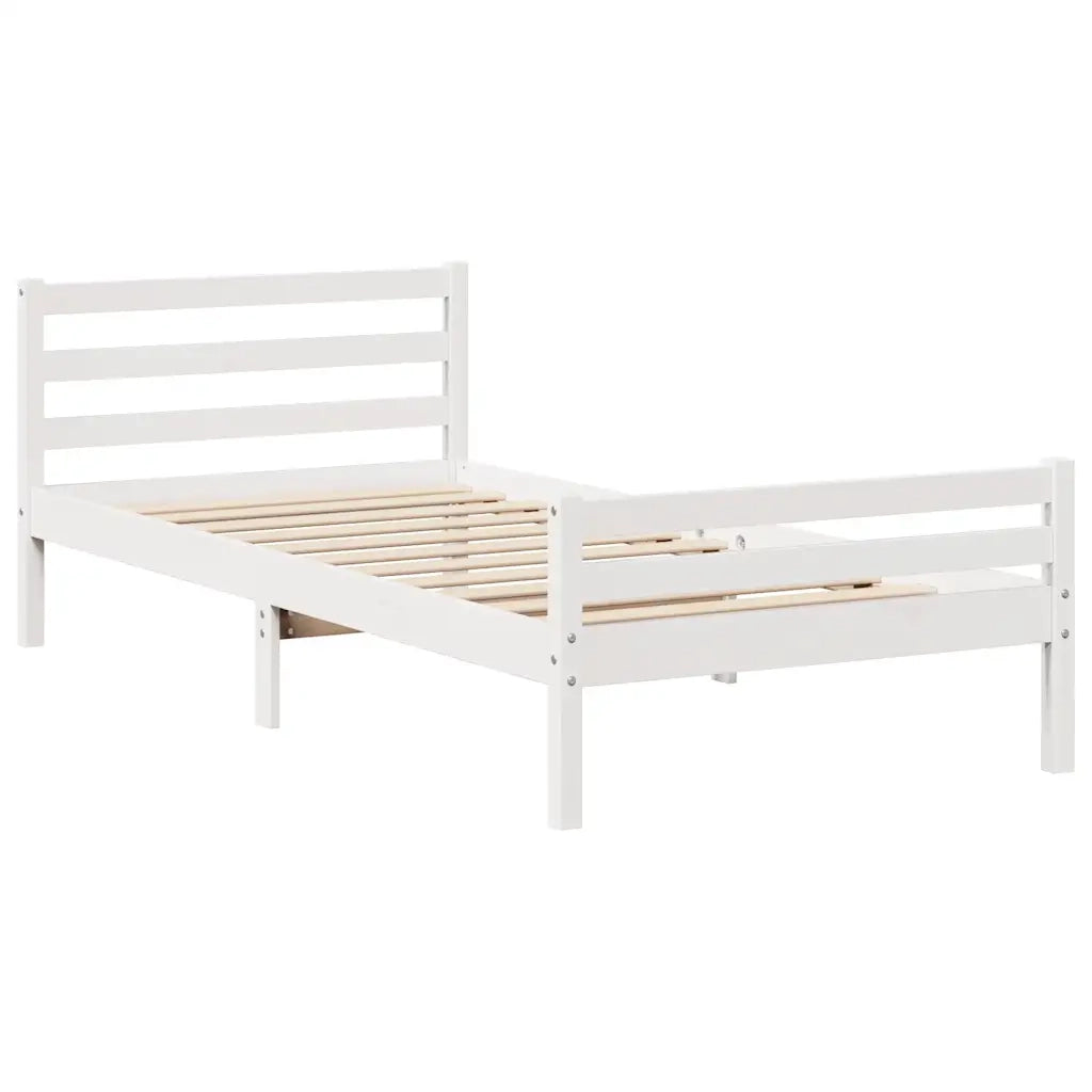 Giroletto senza Materasso Bianco 100x200 cm Legno Massello Pino
