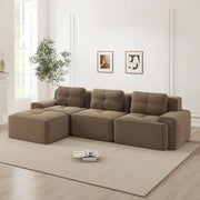 Divano modulare boneless in velluto a coste; 293x177x69 cm; marrone