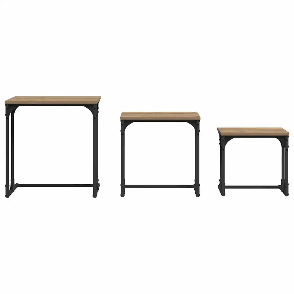 Tavolo da caffè nesting 3 pcs rovere artigianale
