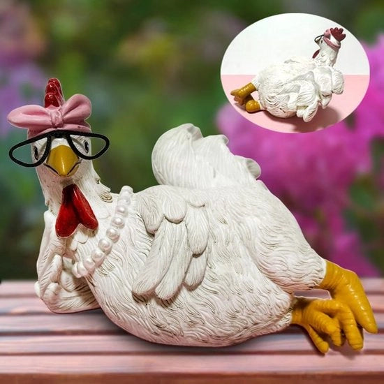 Decorazione da Tavolo con Disegno di Pollo Realistico - Design di Alta Qualità in Resina