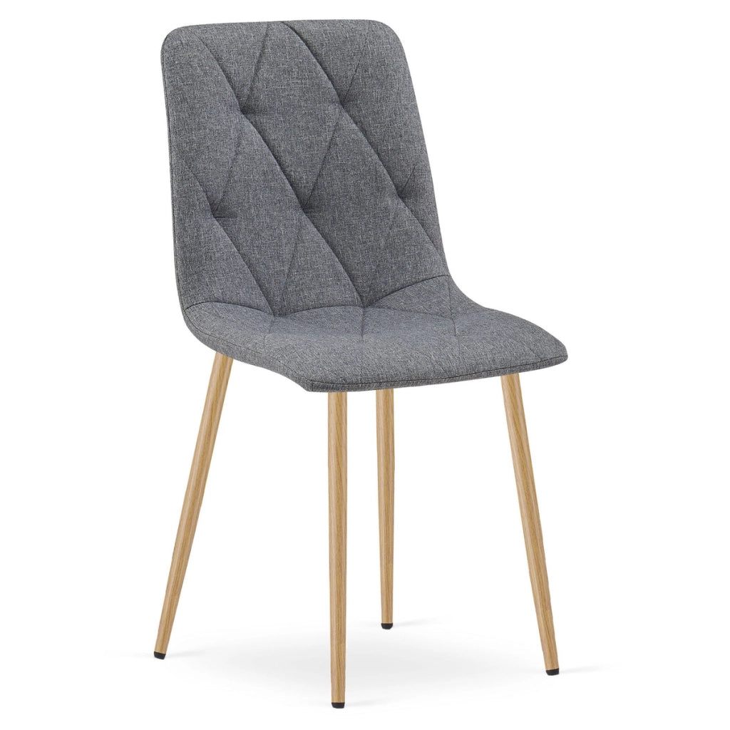 Set di 2 sedie Libra in tessuto grigio scuro e gambe effetto legno