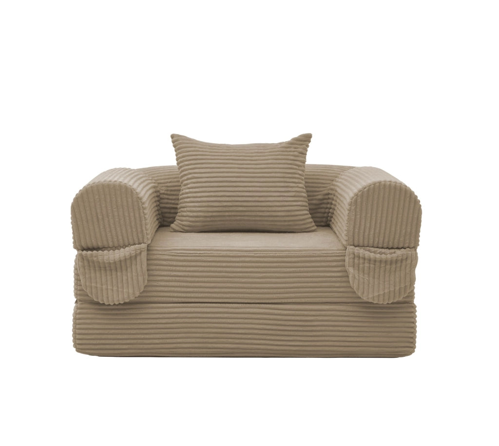 Poltrona letto singola 2 in 1 in velluto a coste marrone