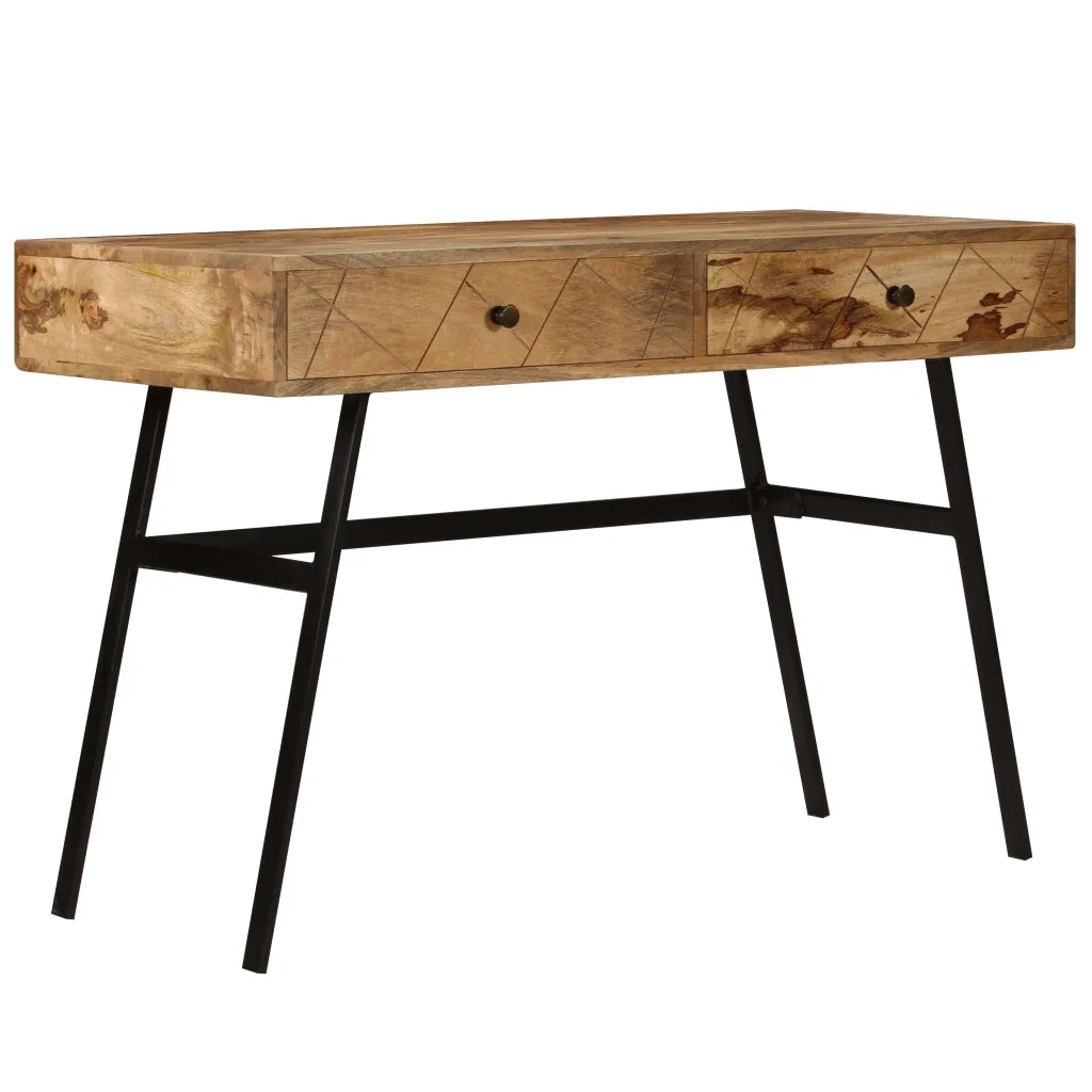 Scrivania | Tavolo da Ufficio con Cassetti in Legno Massello di Mango 110x50x76 cm