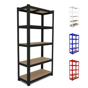 Scaffale In Metallo E MDF Ad Alta Portata Fino A 875 Kg Con 5 Ripiani Regolabili Ideale Per Garage Officina Cantina Capannone Magazzino Design Modulare 180 X 90 X 40 Cm Nero