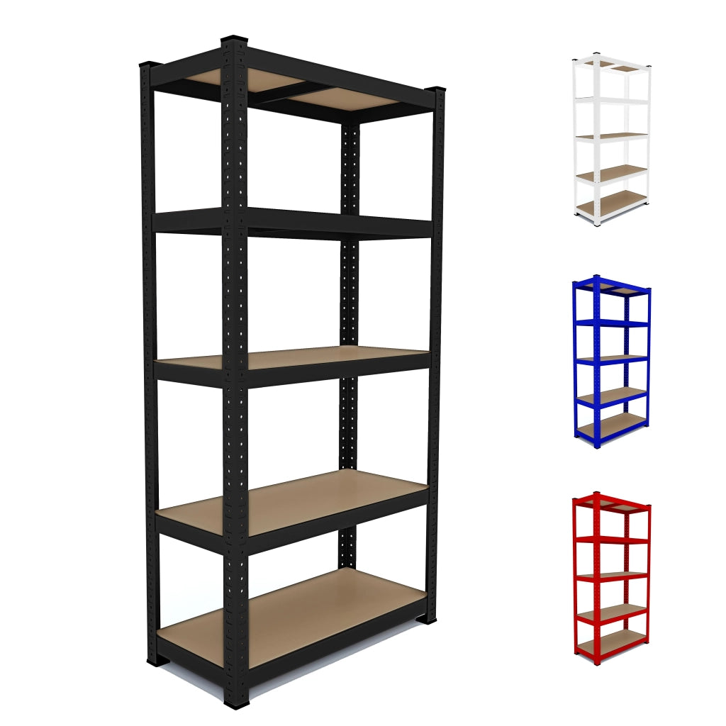 Scaffale In Metallo E MDF Ad Alta Portata Fino A 875 Kg Con 5 Ripiani Regolabili Ideale Per Garage Officina Cantina Capannone Magazzino Design Modulare 180 X 90 X 40 Cm Nero