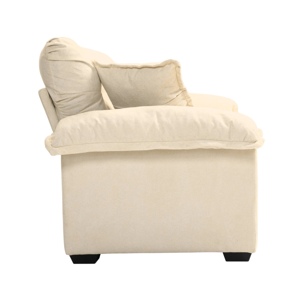 Divano 2 posti in Chenille 214x89x93 cm con cuscini doppi in memory foam e molle a tasca