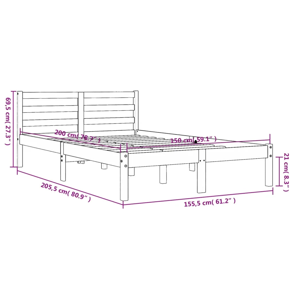 Letto senza Materasso-Struttura Letto Marrone Cera 150x200 cm in Legno di Pino 648036