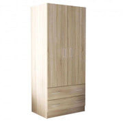 Armadio Quercia Chiaro con 2 Ante e Due Cassetti POP, cm 80x52x180