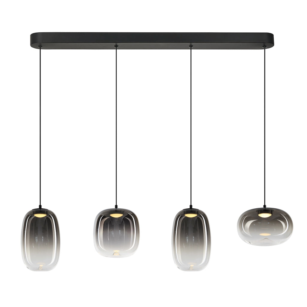 Lampada a sospensione Vaso nera 4 luci LED 15W 3000K