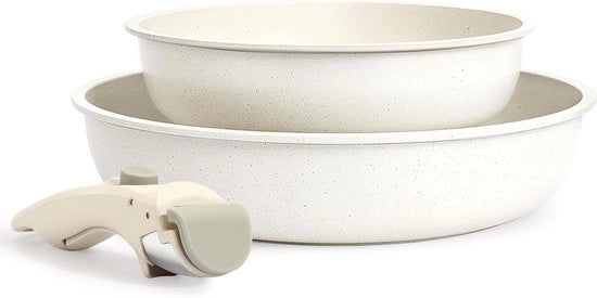 Set di pentole con manico rimovibile 20-26 cm rivestimento antitrasferimento di calore inductivo PFOS PFOA pulizia facile tutte le fonti di calore set di pentole inductivo manici freddi